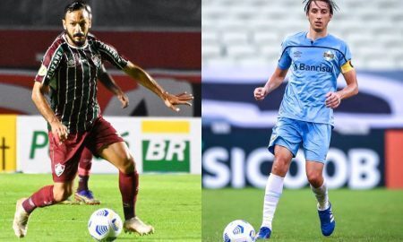Jogadores do Fluminense e do Grêmio, que estreiam na Copa do Brasil