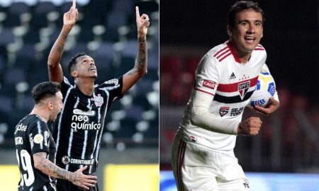 Jô, do Corinthians, e Pablo, do São Paulo, atacantes que devem se encontrar no clássico do Brasileirão 2021