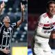 Jô, do Corinthians, e Pablo, do São Paulo, atacantes que devem se encontrar no clássico do Brasileirão 2021