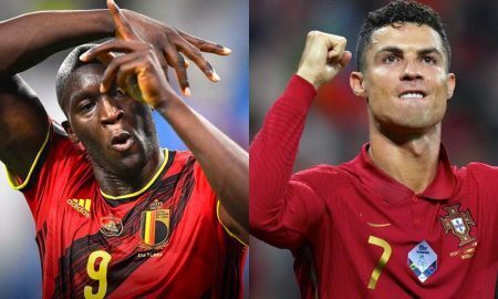 Lukaku, da Bélgica, e Cristiano Ronaldo, de Portugal, na Eurocopa 2021