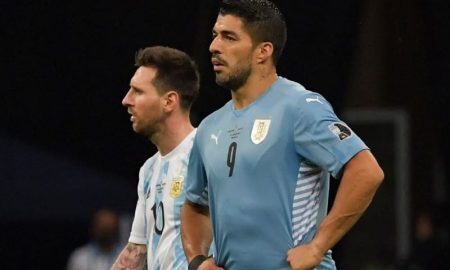 Messi e Suárez em Argentina 1 x 0 Uruguai na Copa América 2021