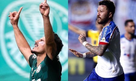 Willian (Palmeiras) e Rossi (Bahia) comemoram gols no Brasileirão 2021