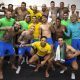 Jogadores da seleção brasileira comemoram a vitória sobre a Colômbia na Copa América 2021