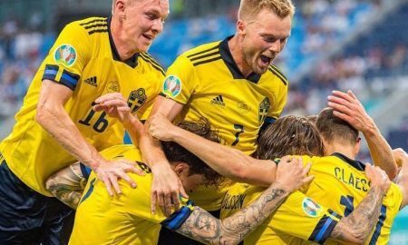 Suécia comemora vitória sobre a Polônia na fase de grupos da Eurocopa 2021