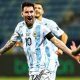 Lionel Messi comemora seu gol em Argentina x Colômbia na Copa América 2021