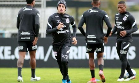 Jogadores do Corinthians durante treino para a próxima rodada da Série A do Brasileirão 2021