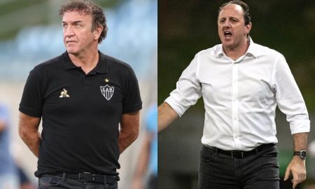 Os técnicos Cuca, do Atlético-MG, e Rogério Ceni, do Flamengo, no Brasileirão 2021