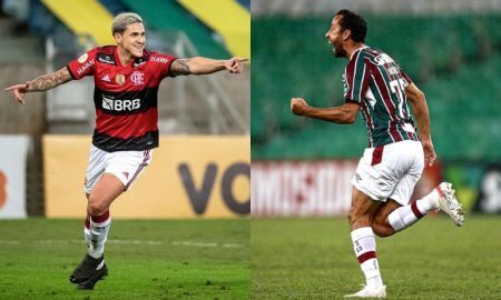 Pedro, do Flamengo, e Nenê, do Fluminense, no Brasileirão 2021