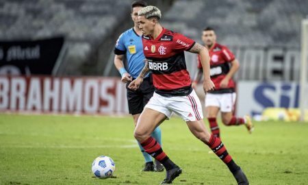O atacante Pedro em Flamengo x Atlético-MG no Brasileirão 2021