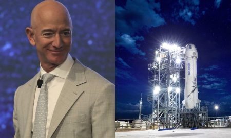 Jeff Bezos, da Amazon, e o foguete de sua empresa Blue Origin