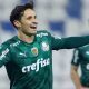 Raphael Veiga, jogador do Palmeiras, comemora gol na Libertadores 2021