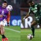 Hulk, do Atlético-MG, e Danilo, do Palmeiras, em ação na Libertadores 2021