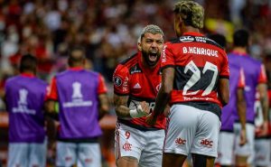 Gabigol e Bruno Henrique, do Flamengo, na semifinal da Libertadores 2021