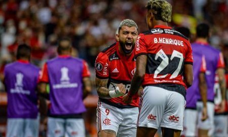 Gabigol e Bruno Henrique, do Flamengo, na semifinal da Libertadores 2021