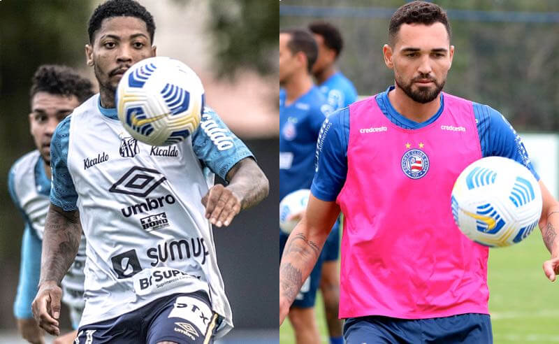 Brasileirão 2021: os atacantes Marinho, do Santos, e Gilberto, do Bahia