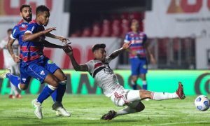 Lance de São Paulo x Fortaleza, jogo de ida das quartas de final da Copa do Brasil 2021