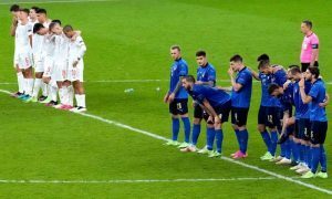 Itália x Espanha na semifinal da Eurocopa 2021, em Wembley