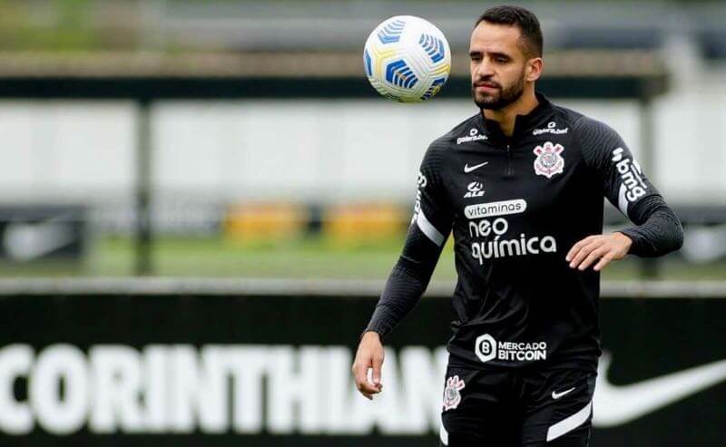 Renato Augusto, do Corinthians, em treino para o Brasileirão 2021