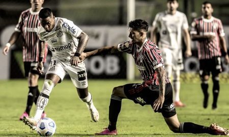 Lance de Santos x São Paulo, na Vila Belmiro, no Brasileirão 2021