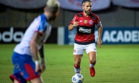 O meia Diego em Bahia x Flamengo no Brasileirão 2021