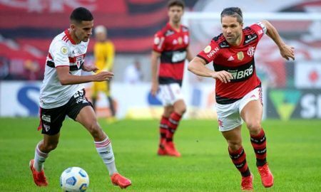 Lance de Flamengo x São Paulo no primeiro turno do Brasileirão 2021