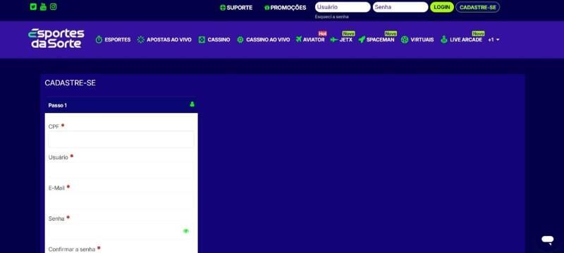 Esportes da Sorte cadastro