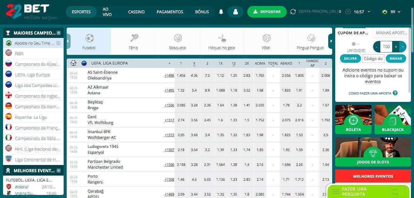 22 Bet Apostas desportivas para brasileiros