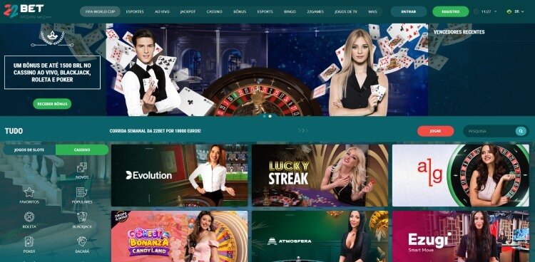 22BET cassino ao vivo