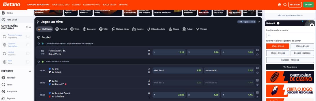 Betano casino mercados