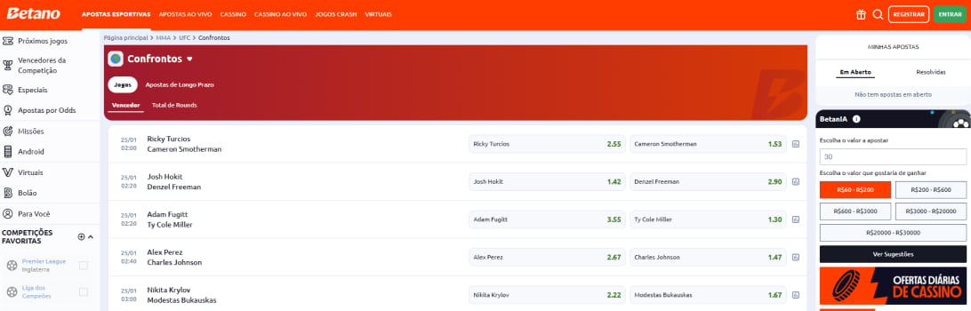 Betano aplicativo para apostar mma