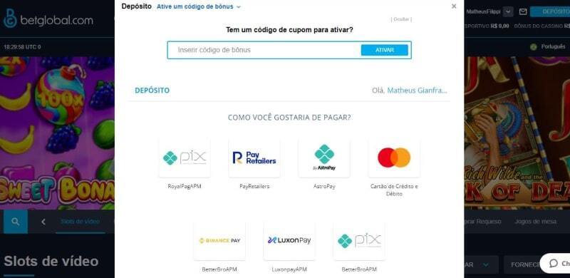 BetGlobal depositos