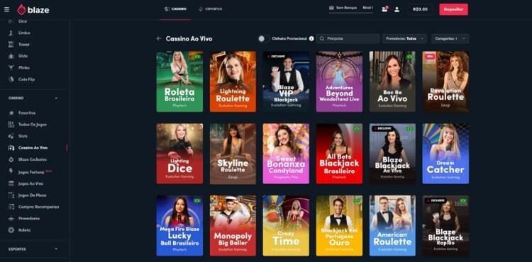 Blaze casino ao vivo