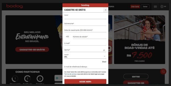 Cadastro em Bodog Brasil