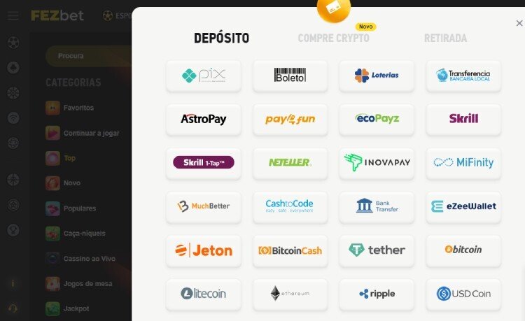 FezBet opções de depósito