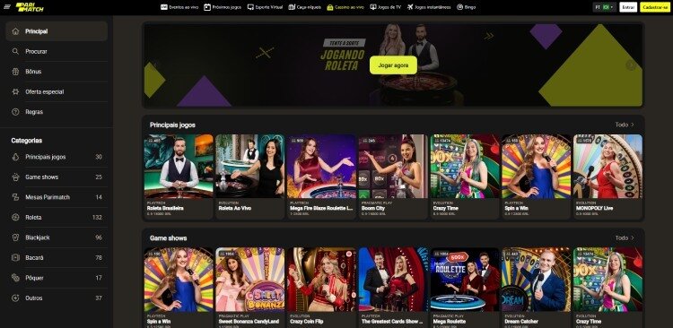 Parimatch cassino ao vivo